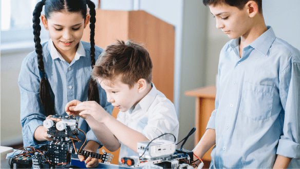 Student engaged in MCE project-based STEAM learning activity