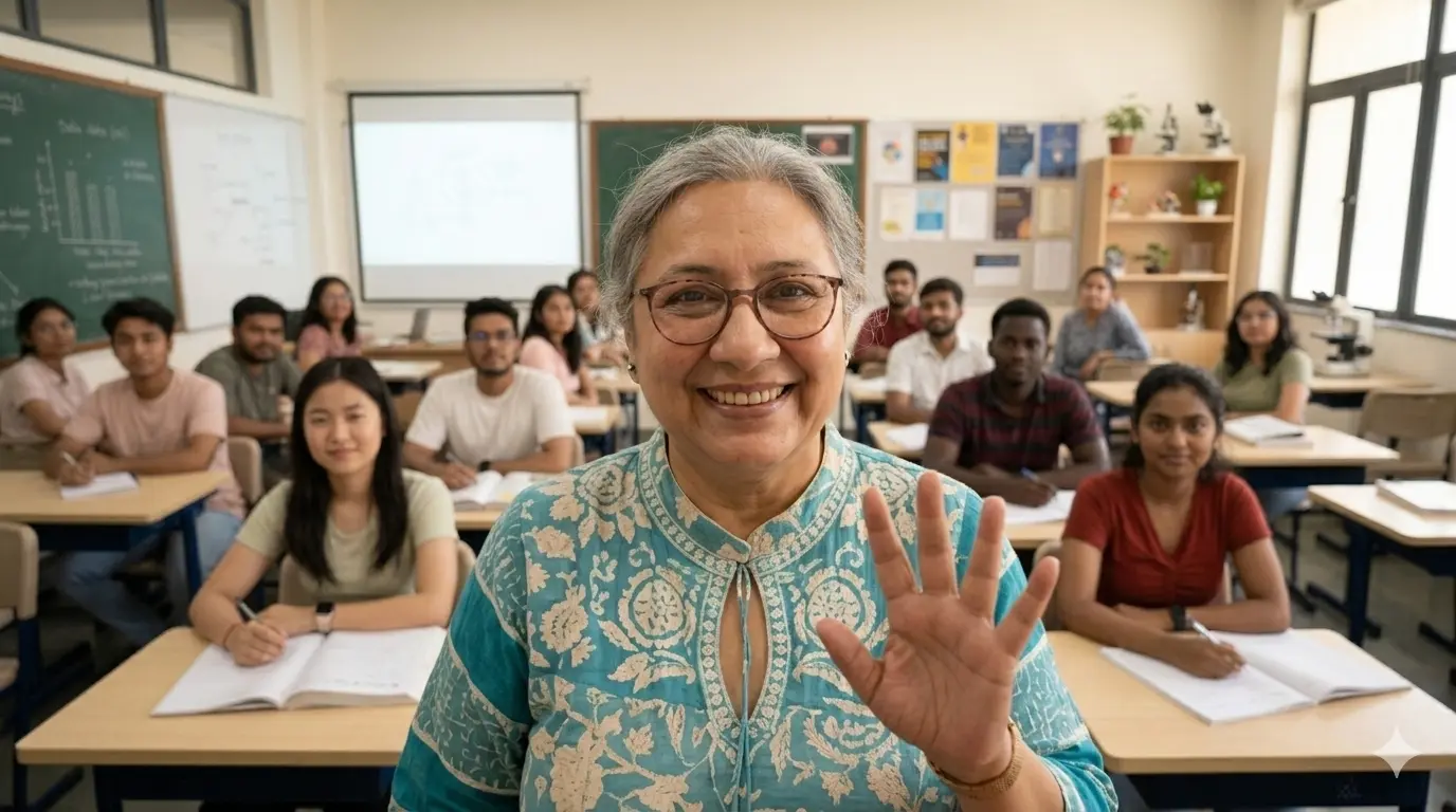 Ms. Debika Chatterji inside the classroom